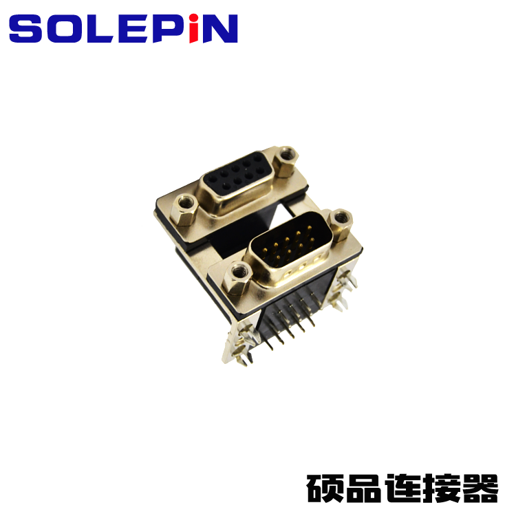 Dual-layer D-SUB 9P Female to 9P Male with Screw