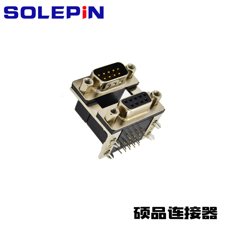 Dual-layer D-SUB 9P Male to 9P Female with Screw
