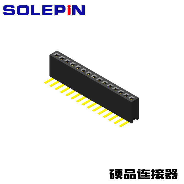 Female Header 1.27mm 1 Row H=6.35mm Right Angle Type