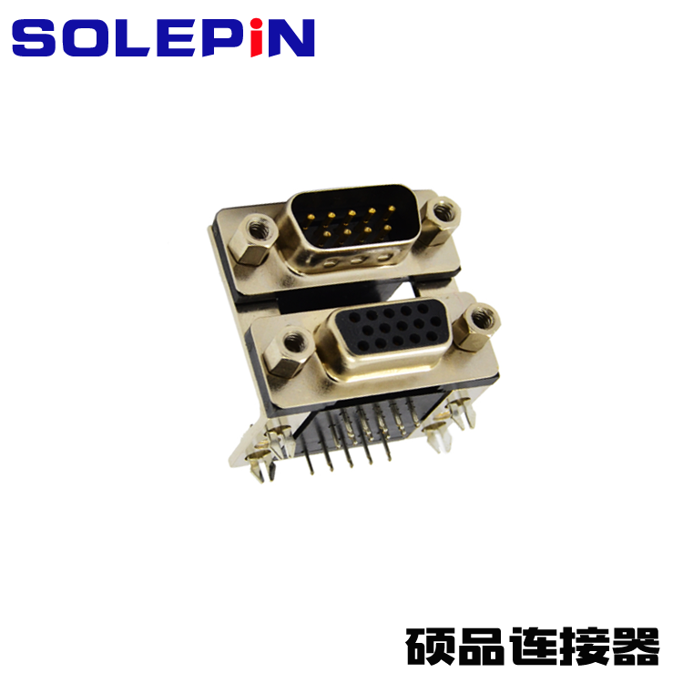 Dual-layer D-SUB 9P Male to 15P Female with Screw