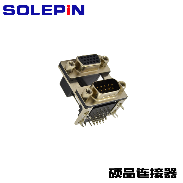 Dual-layer D-SUB 15P Female to 9P Male with Screw