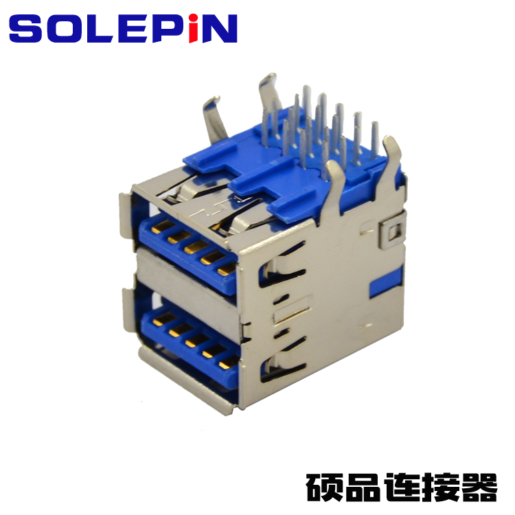 USB3.0 TYPE A DIP Dual Row Right Angle Connector