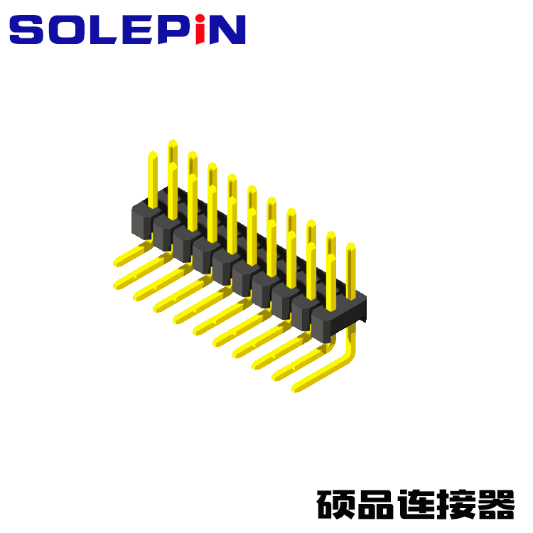 Pin Header 2.54mm 2 Row H=2.5mm Eccentric Right Angle Type