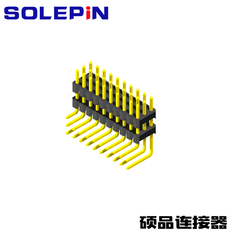 Pin Header 2.54mm 2 Row H=2.5mm Stack Right Angle Type